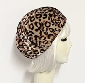 Leopard Velvet Beret Hat