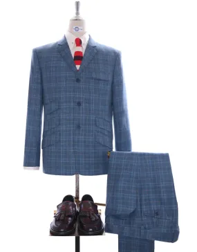 Linen Suit - Blue Prince Of Wales Check Suit