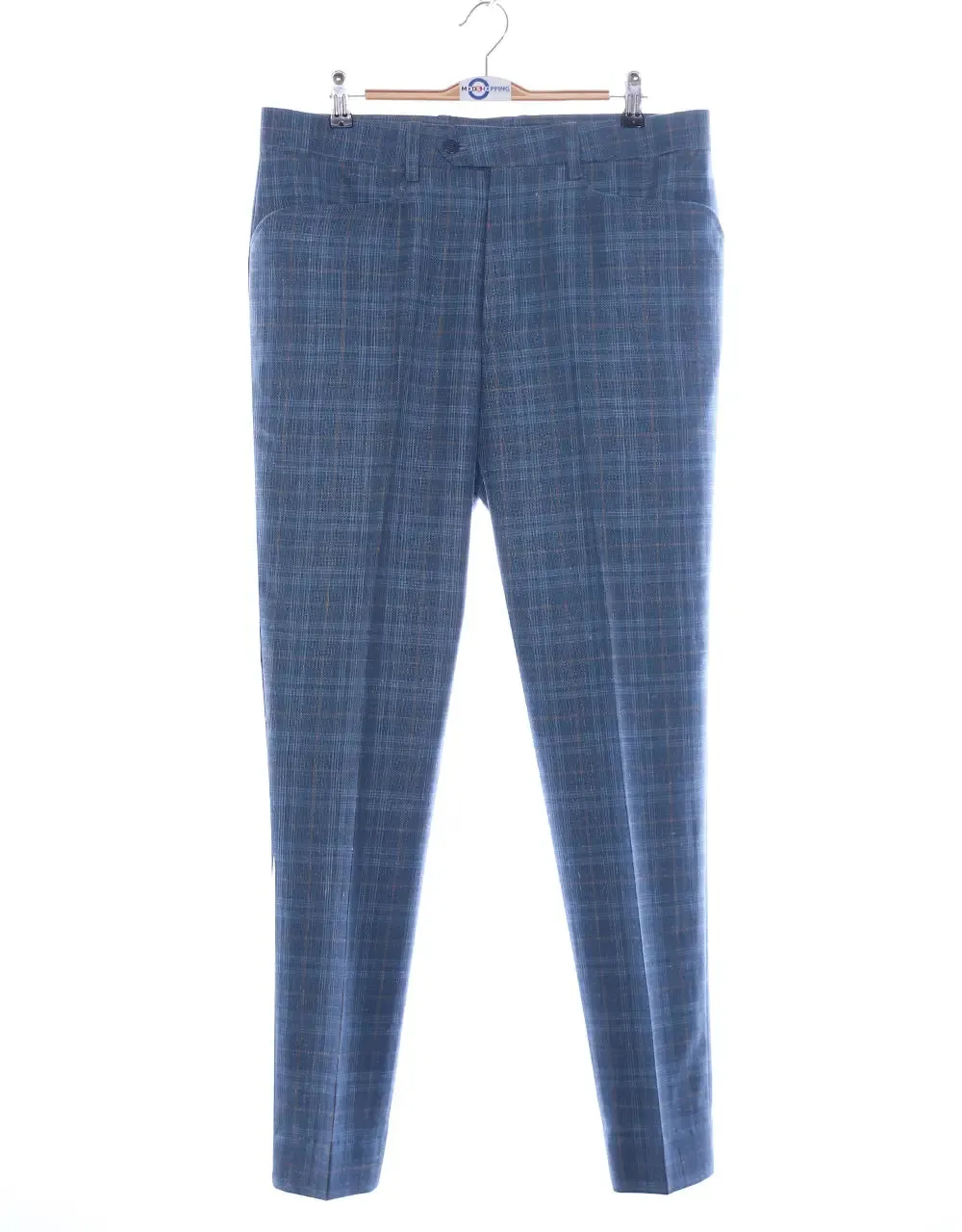 Linen Suit - Blue Prince Of Wales Check Suit