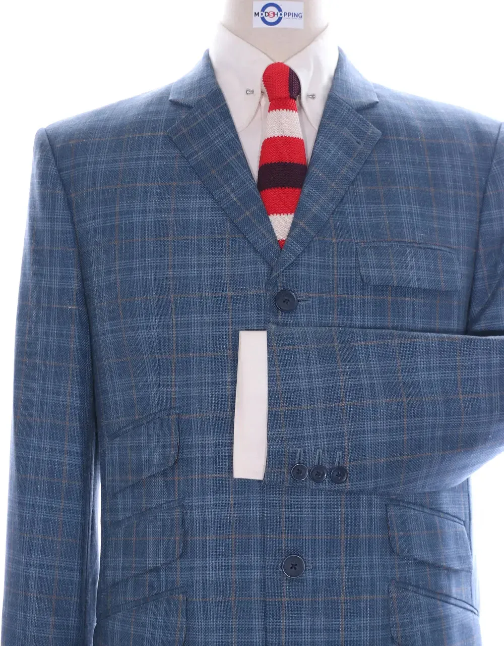 Linen Suit - Blue Prince Of Wales Check Suit