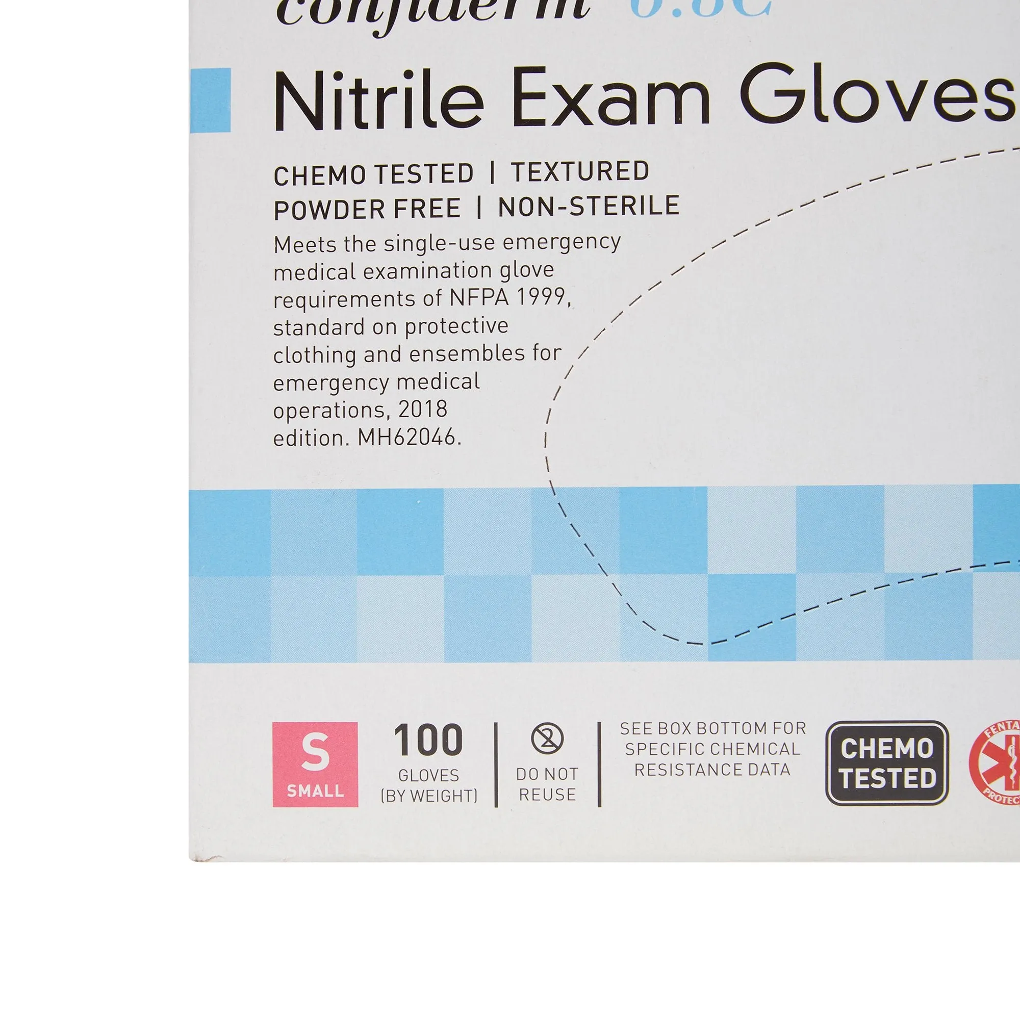 McKesson Confiderm® 6.8C Nitrile Exam Glove with Fentanyl Protection, Small, Blue