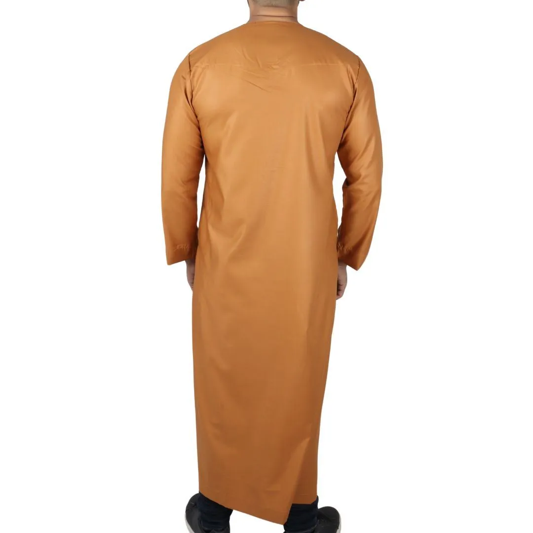 Men's Thobe Jubba Islamic Clothing Muslim Kaftan Emirati Omani Robe String Tassel