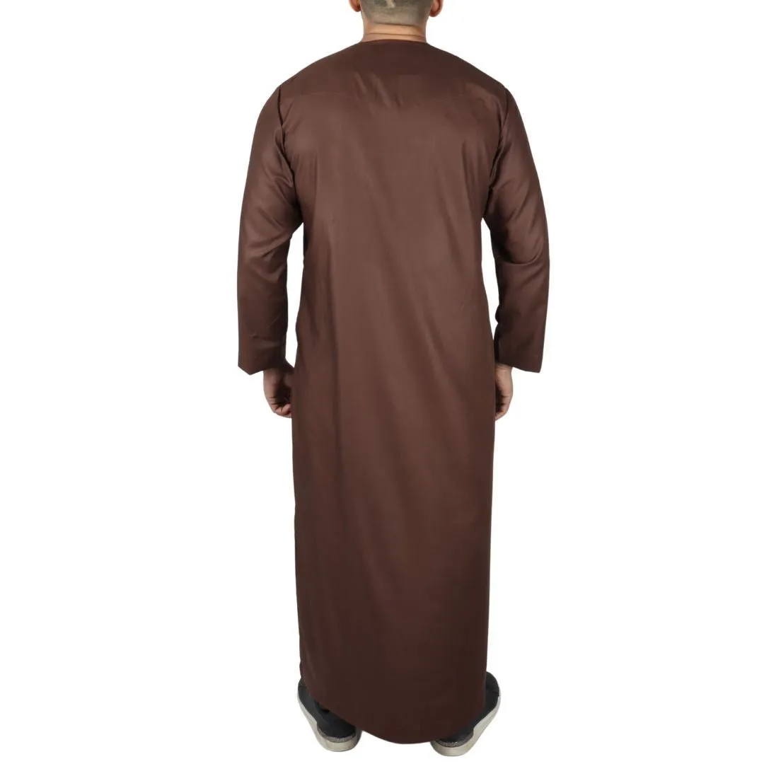 Men's Thobe Jubba Islamic Clothing Muslim Kaftan Emirati Omani Robe String Tassel