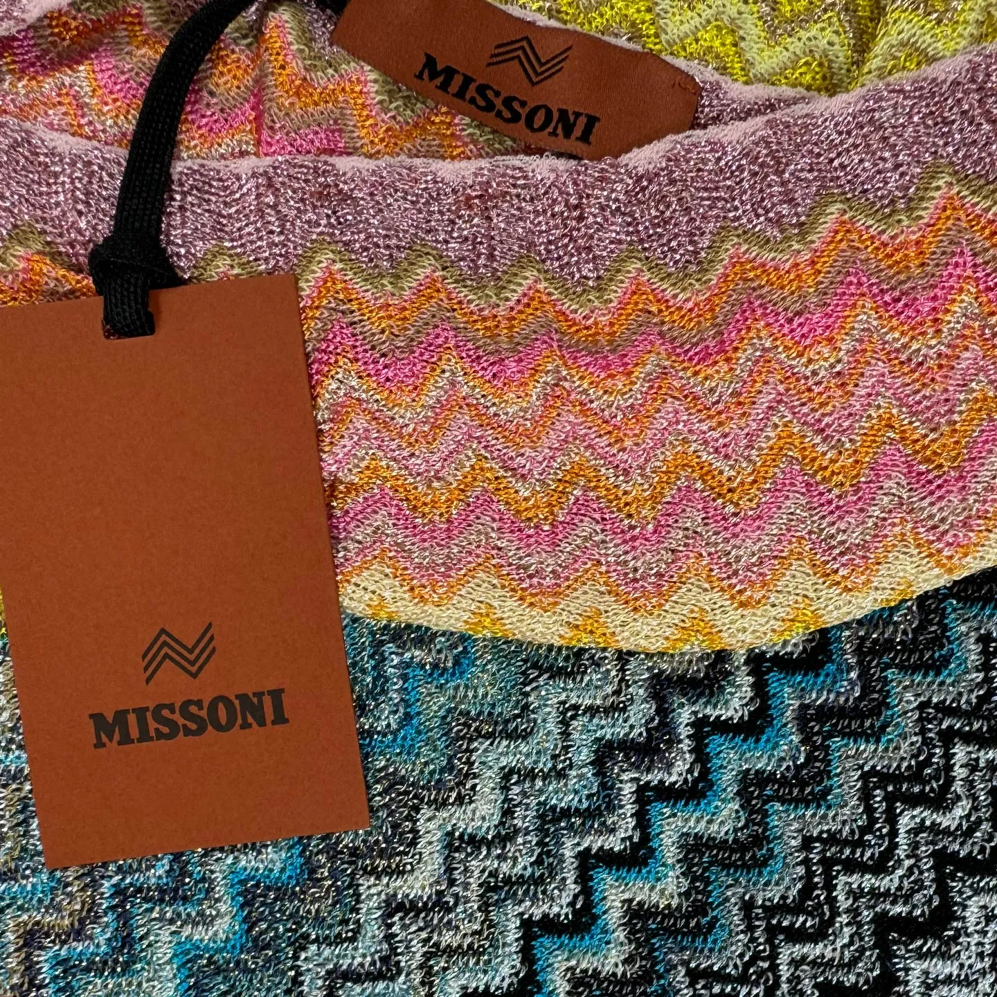 Missoni Scarf Yellow Pink Aqua Zigzag Design - Women Designer Shawl SALE