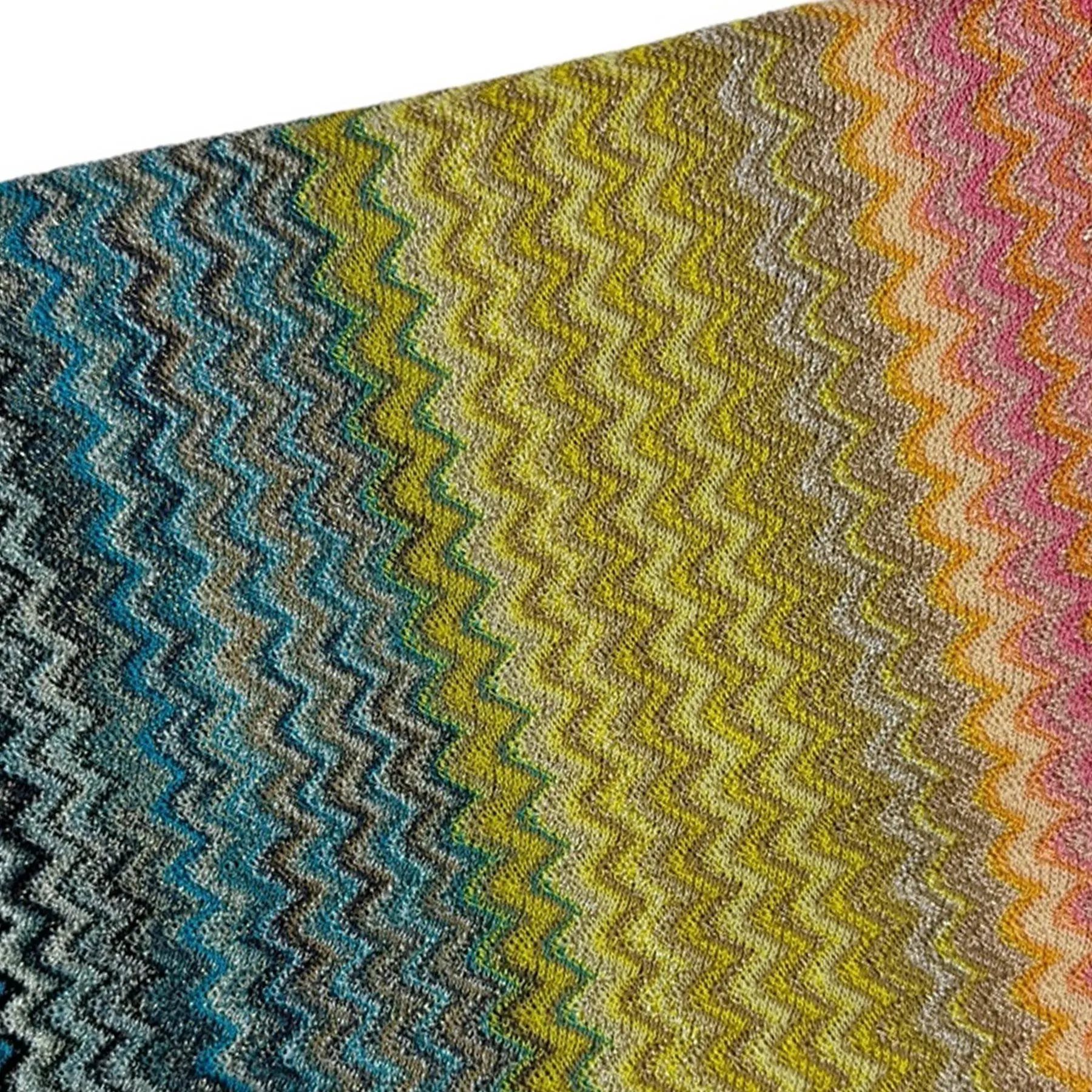 Missoni Scarf Yellow Pink Aqua Zigzag Design - Women Designer Shawl SALE