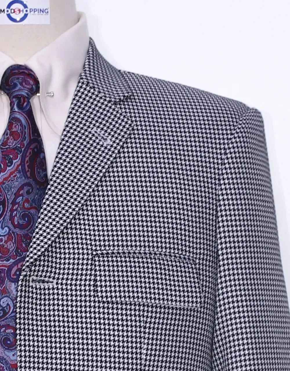 Mod Suit | Black and White Houndstooth Suit