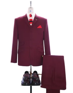 Mod Suit - Burgundy Prince Of Wales Check Suit