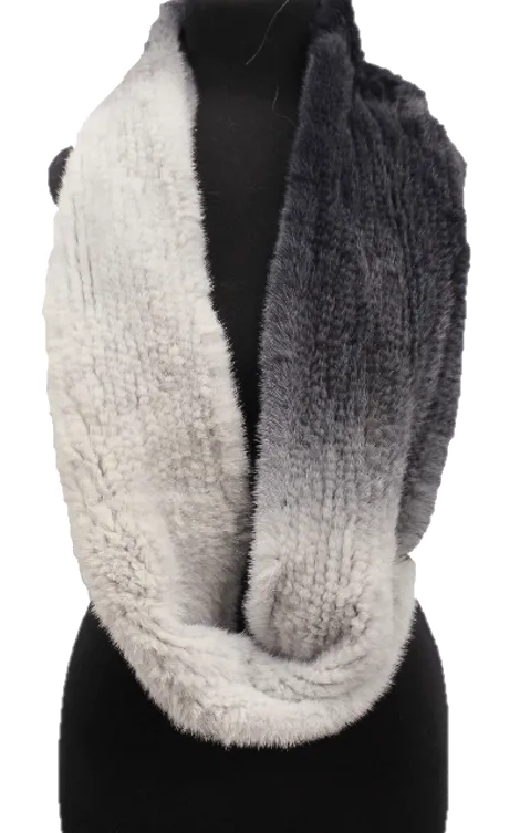 Ombre Mink Infinity Scarf - Black/Grey Ombre