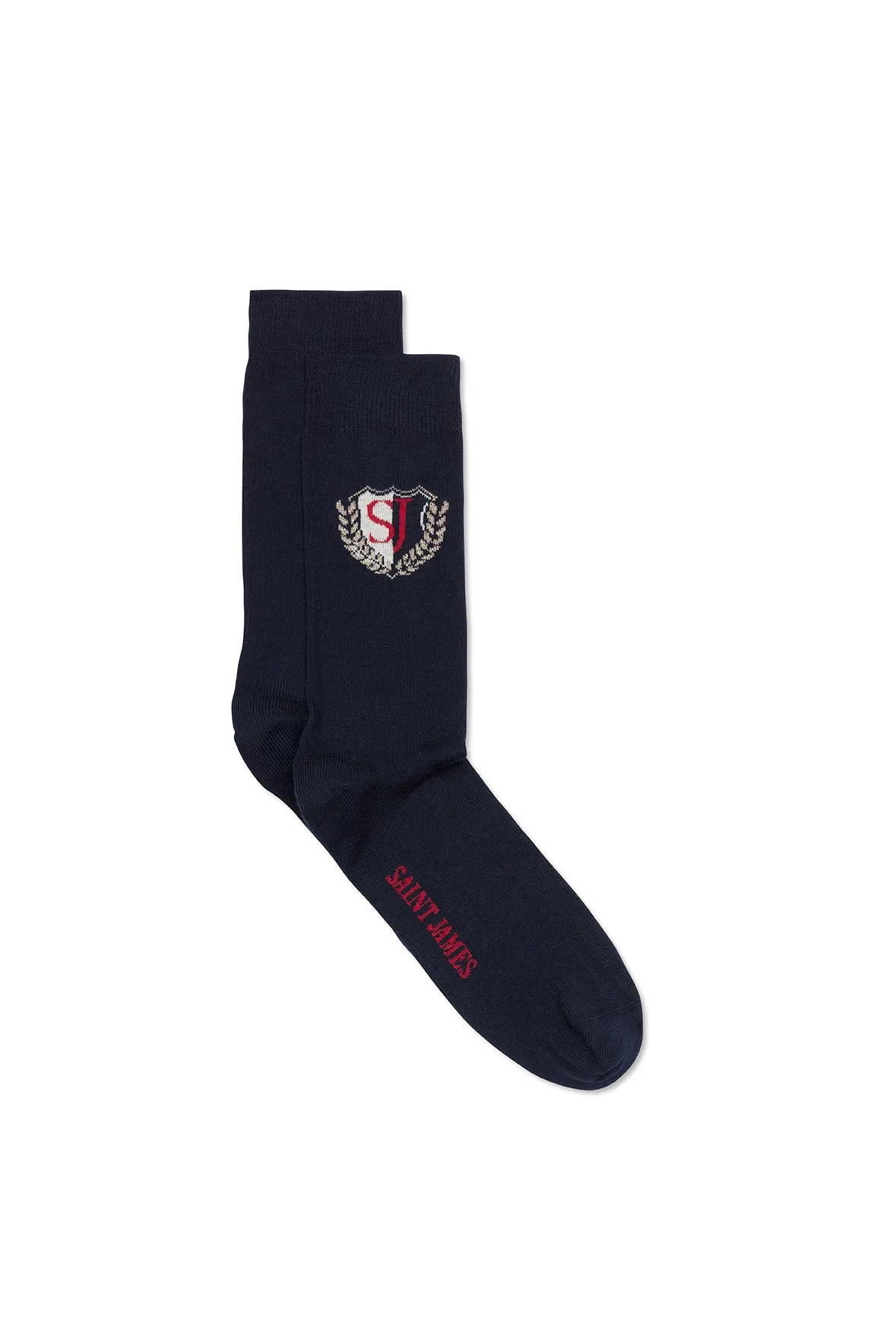 Plain Cotton Socks - with SAINT JAMES badge (MARINE/ECUME/TULIPE)