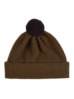 Plain Hat Contrast PomPom Military