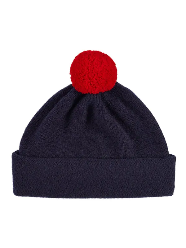 Plain Hat Contrast PomPom Military