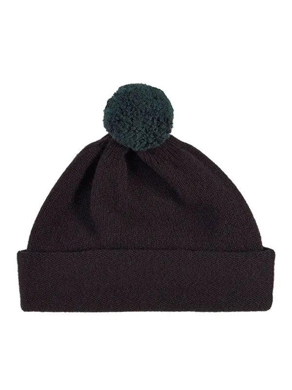 Plain Hat Contrast PomPom Scarlet