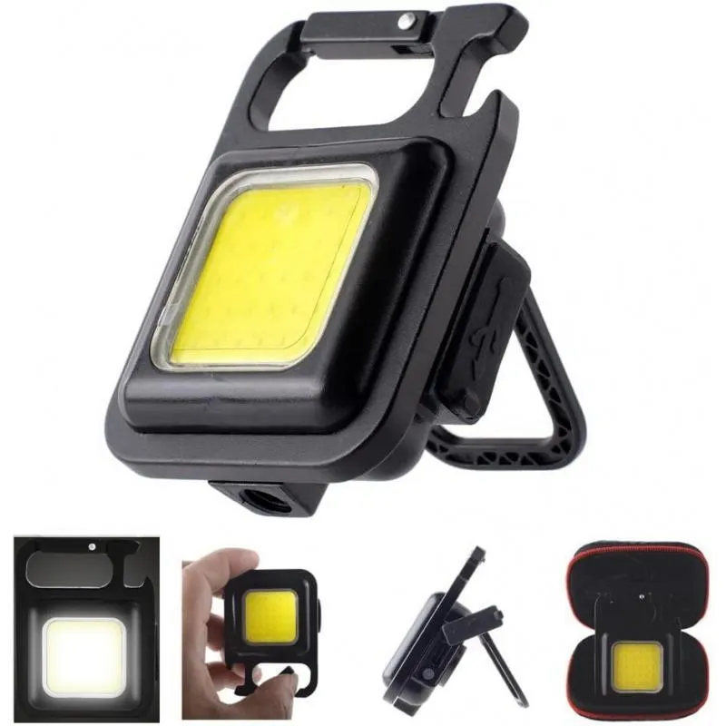 Portable Keychain Light Mini Cob Emergency Flashlight for Walk Dog Repairing Light Bottle Opener Light Magnetic Camping Light