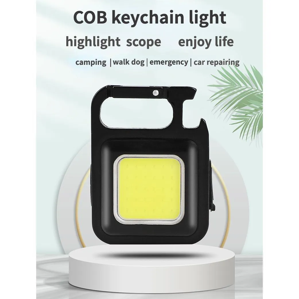 Portable Keychain Light Mini Cob Emergency Flashlight for Walk Dog Repairing Light Bottle Opener Light Magnetic Camping Light