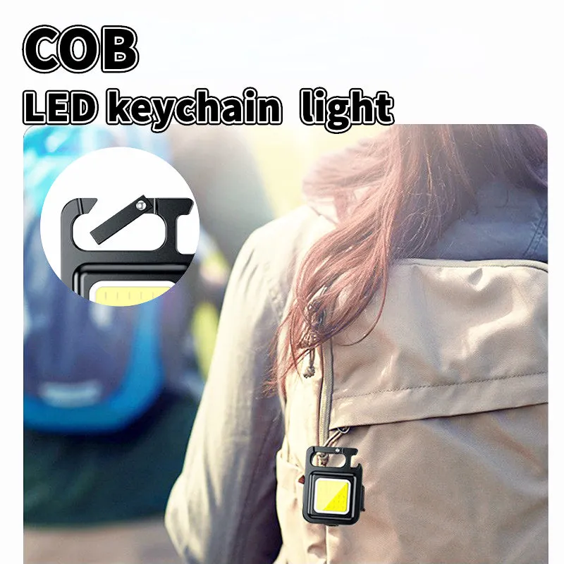 Portable Keychain Light Mini Cob Emergency Flashlight for Walk Dog Repairing Light Bottle Opener Light Magnetic Camping Light