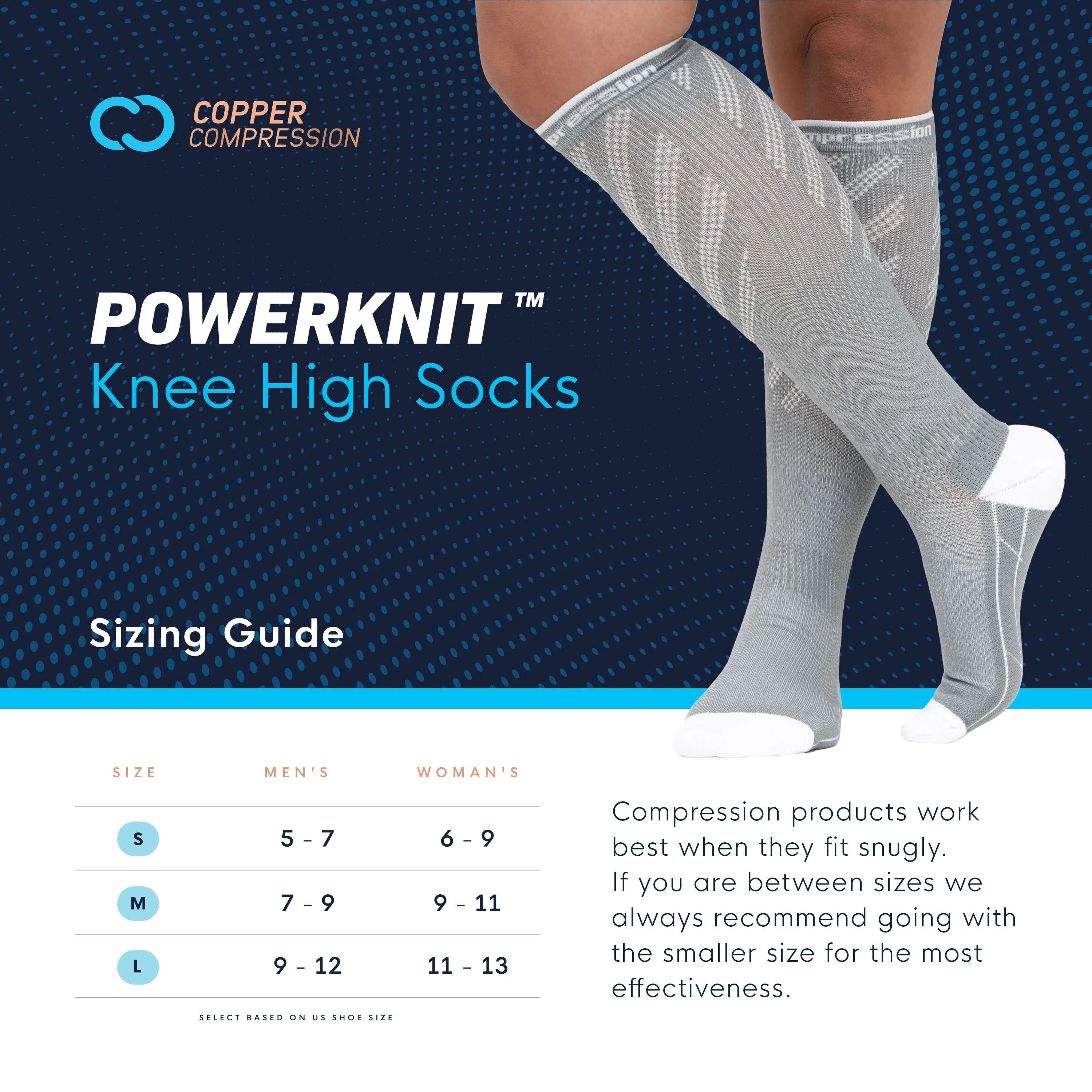 Powerknit Knee High Socks (3 pairs)