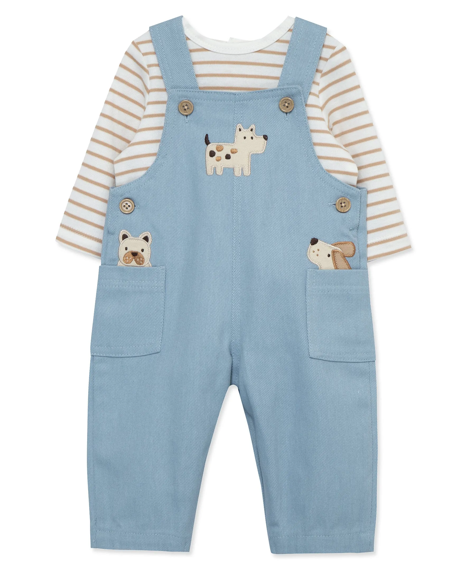 Puppies Woven Overall Set (12M-24M)