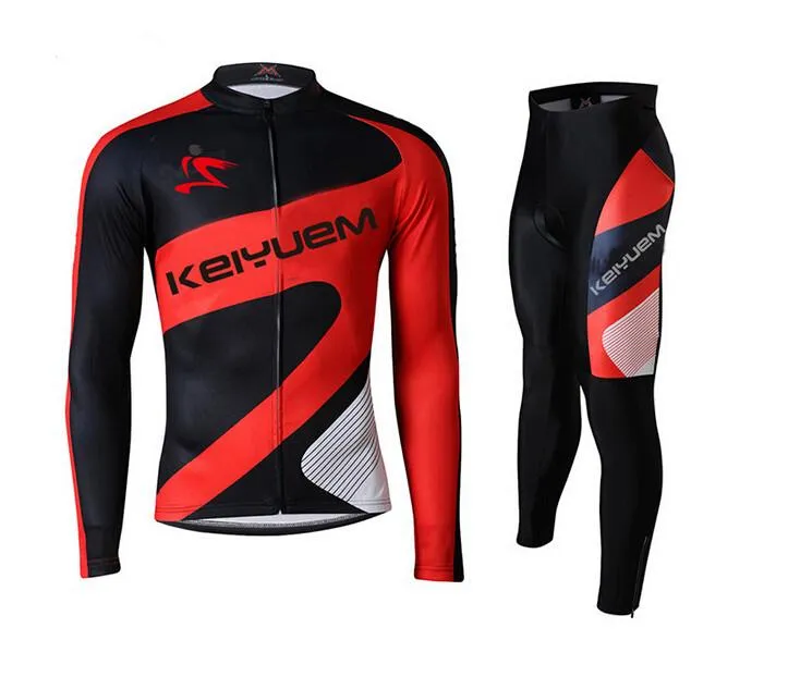 Red Black Long Sleeve Cycling Jersey Set