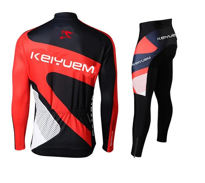 Red Black Long Sleeve Cycling Jersey Set