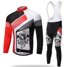 Skull Three Colors Patchwork Long Sleeve Cycling Jersey Set