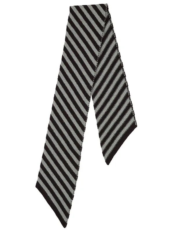 Small Diagonal Stripe Scarf Black & Oatmeal