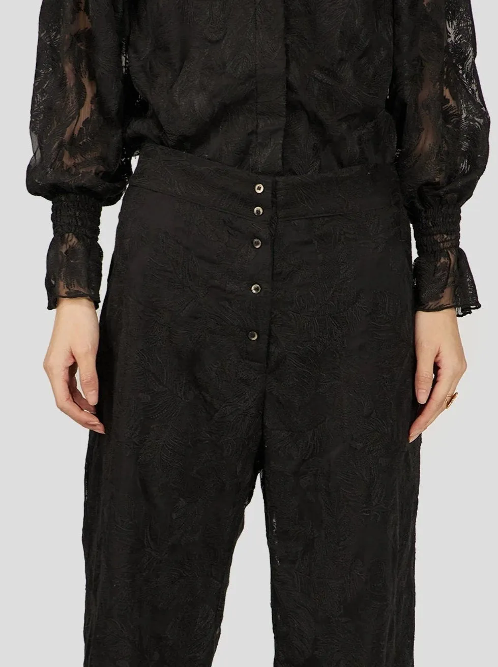 Spartacus Pants in Onyx Embroidered Veil