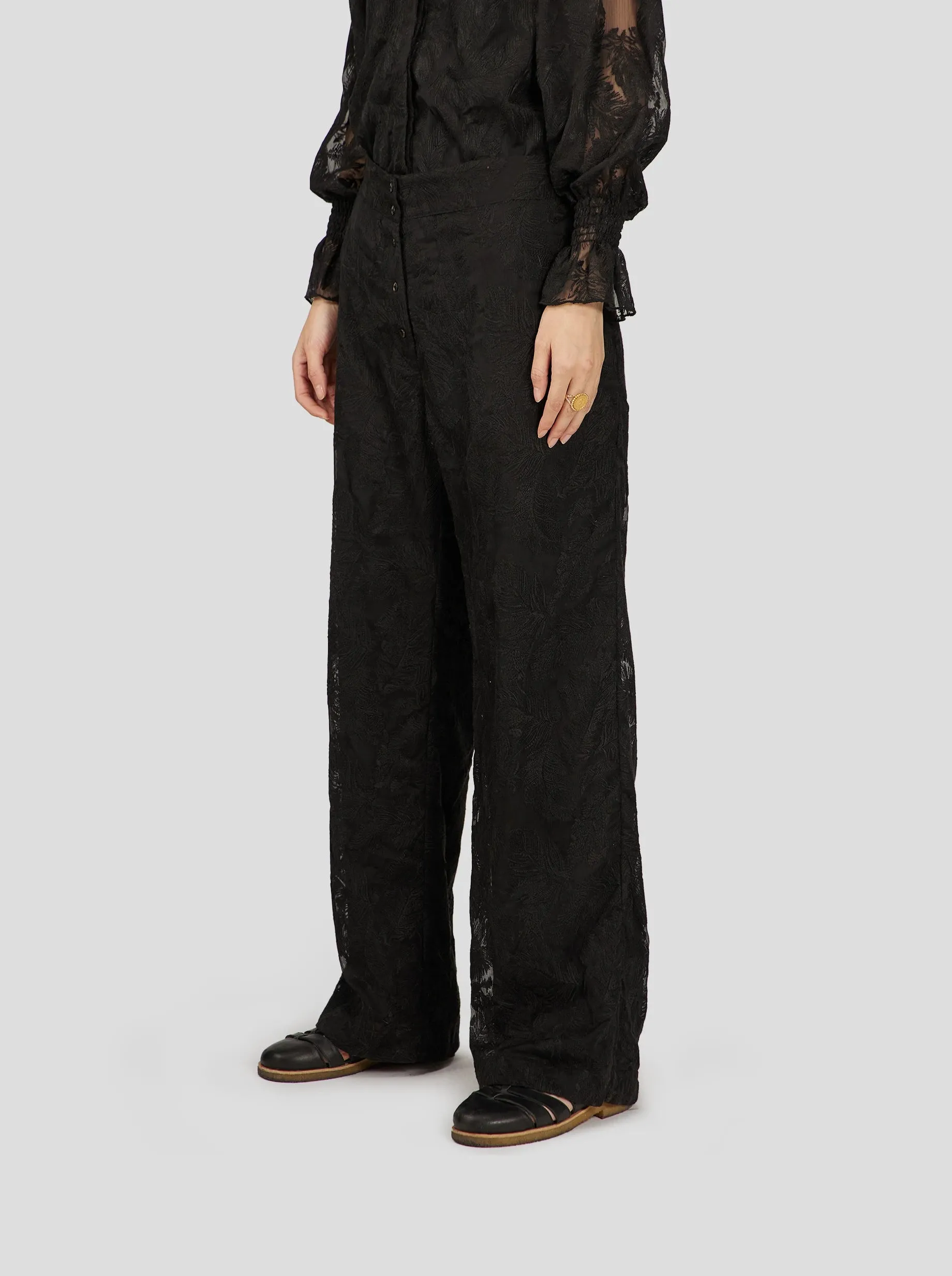 Spartacus Pants in Onyx Embroidered Veil