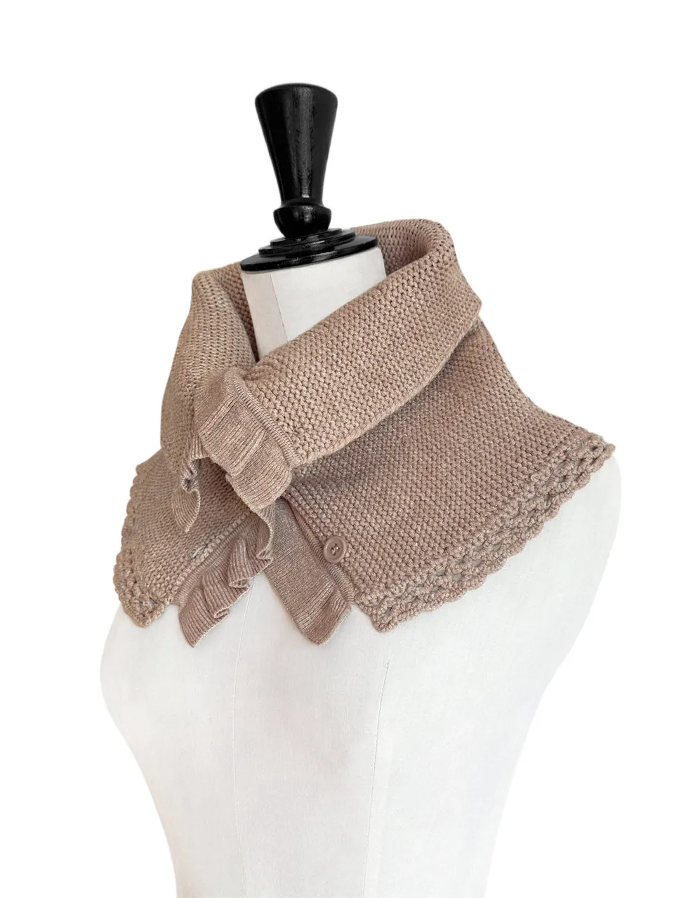 SPECIAL! Beige Crochet-Trimmed Ruffle A-lined Neck Warmer