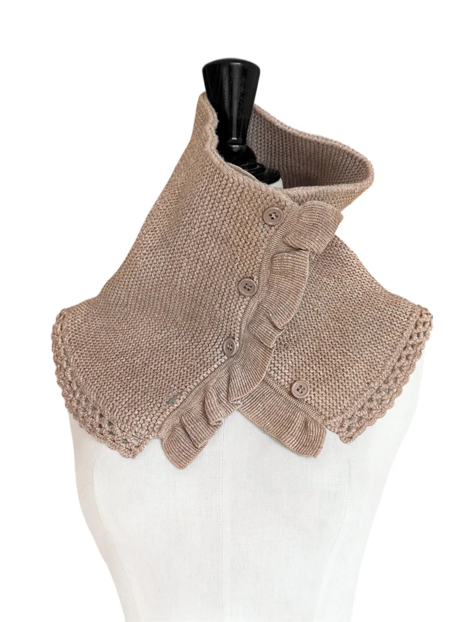 SPECIAL! Beige Crochet-Trimmed Ruffle A-lined Neck Warmer