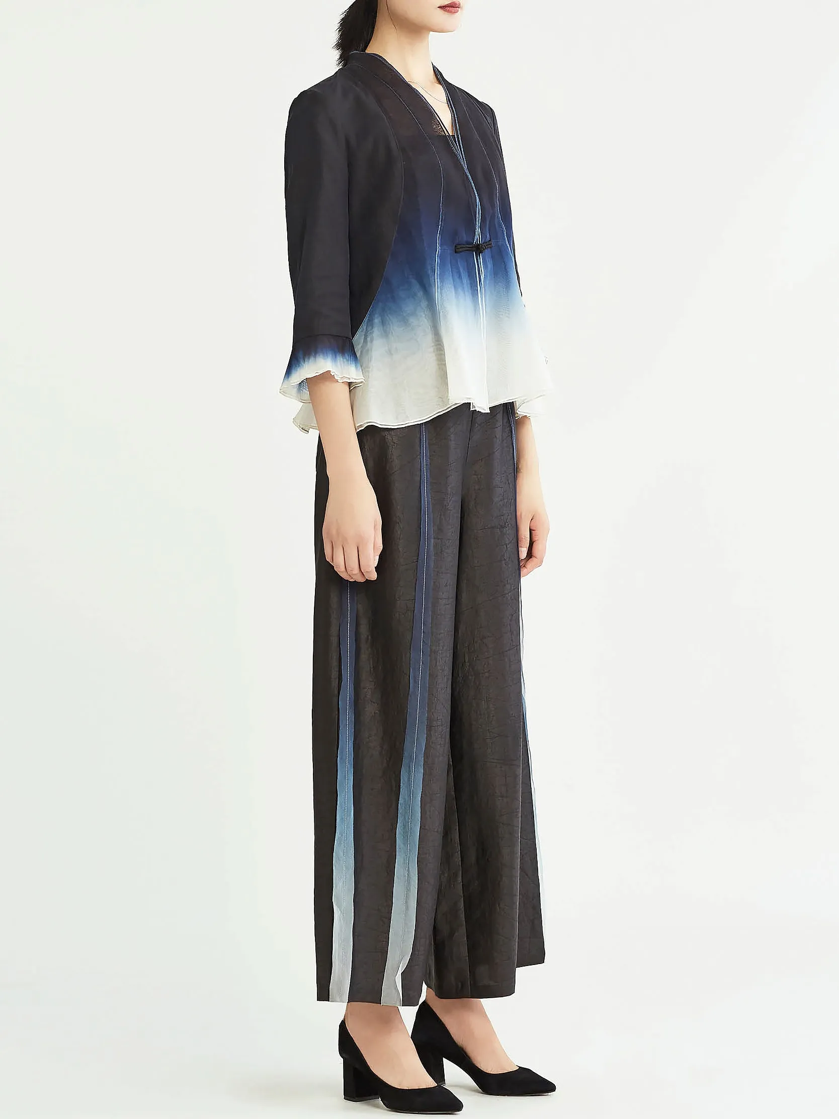 Spliced wide leg pants