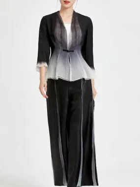 Spliced wide leg pants