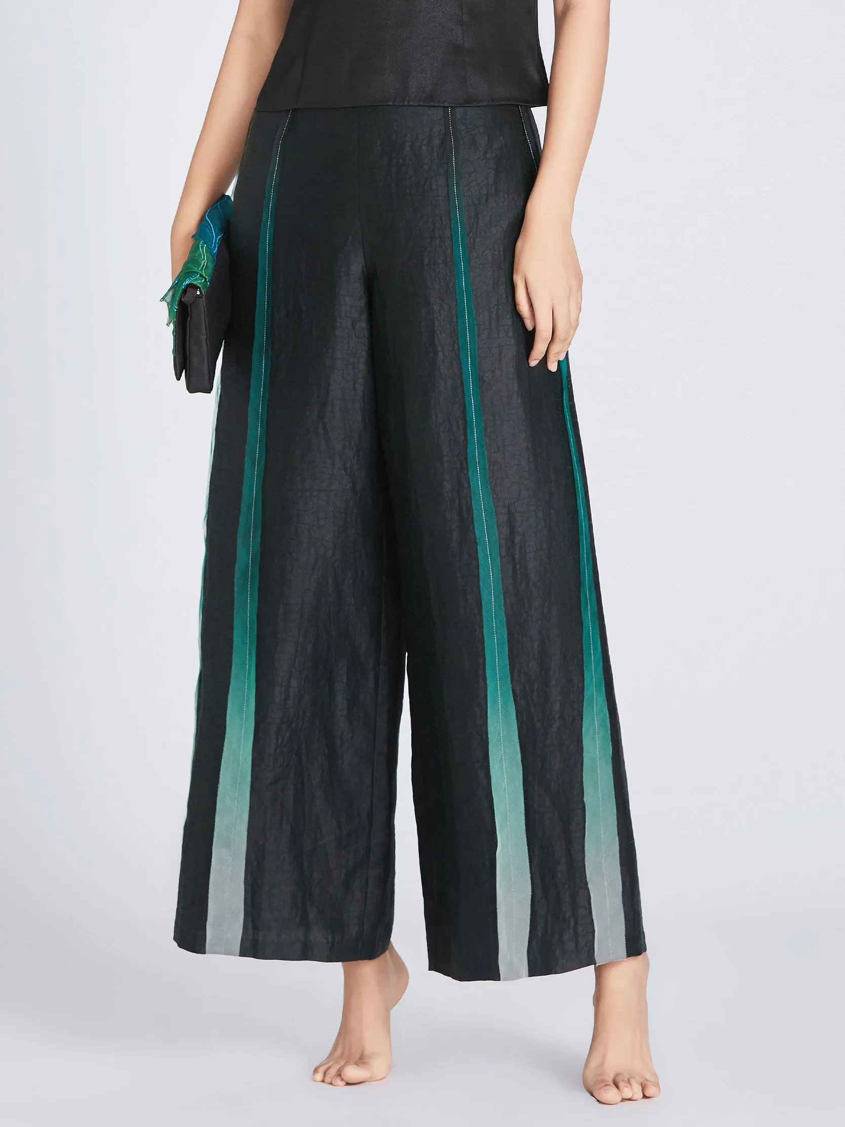 Spliced wide leg pants