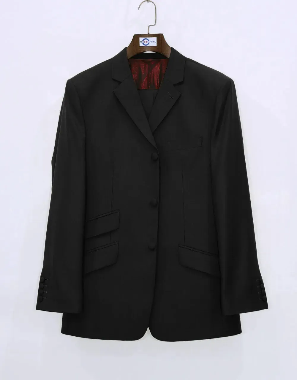 Suit Package Tailored 3 Button Black Mod Suit For Men