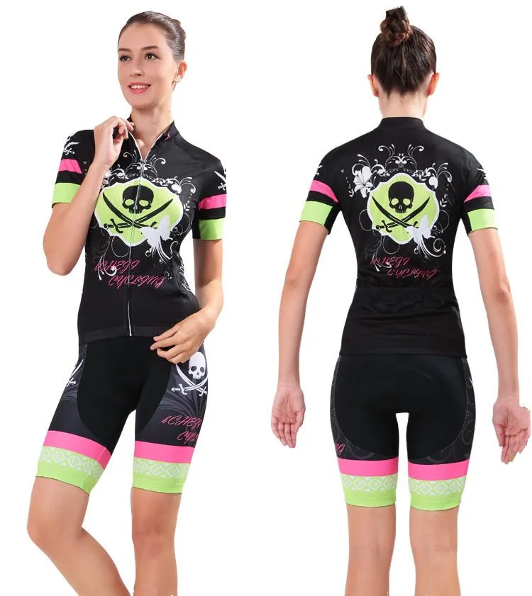 Tropical Skull Green Short Sleeve Cycling Jersey Set