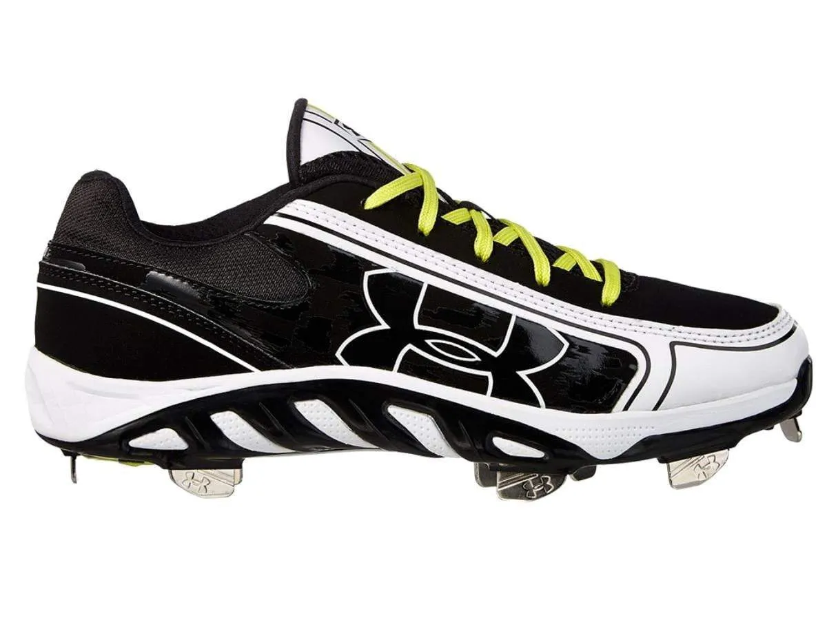 Under Armour Spine Glyde ST CC Womens Black White Softball Cleat Shoes