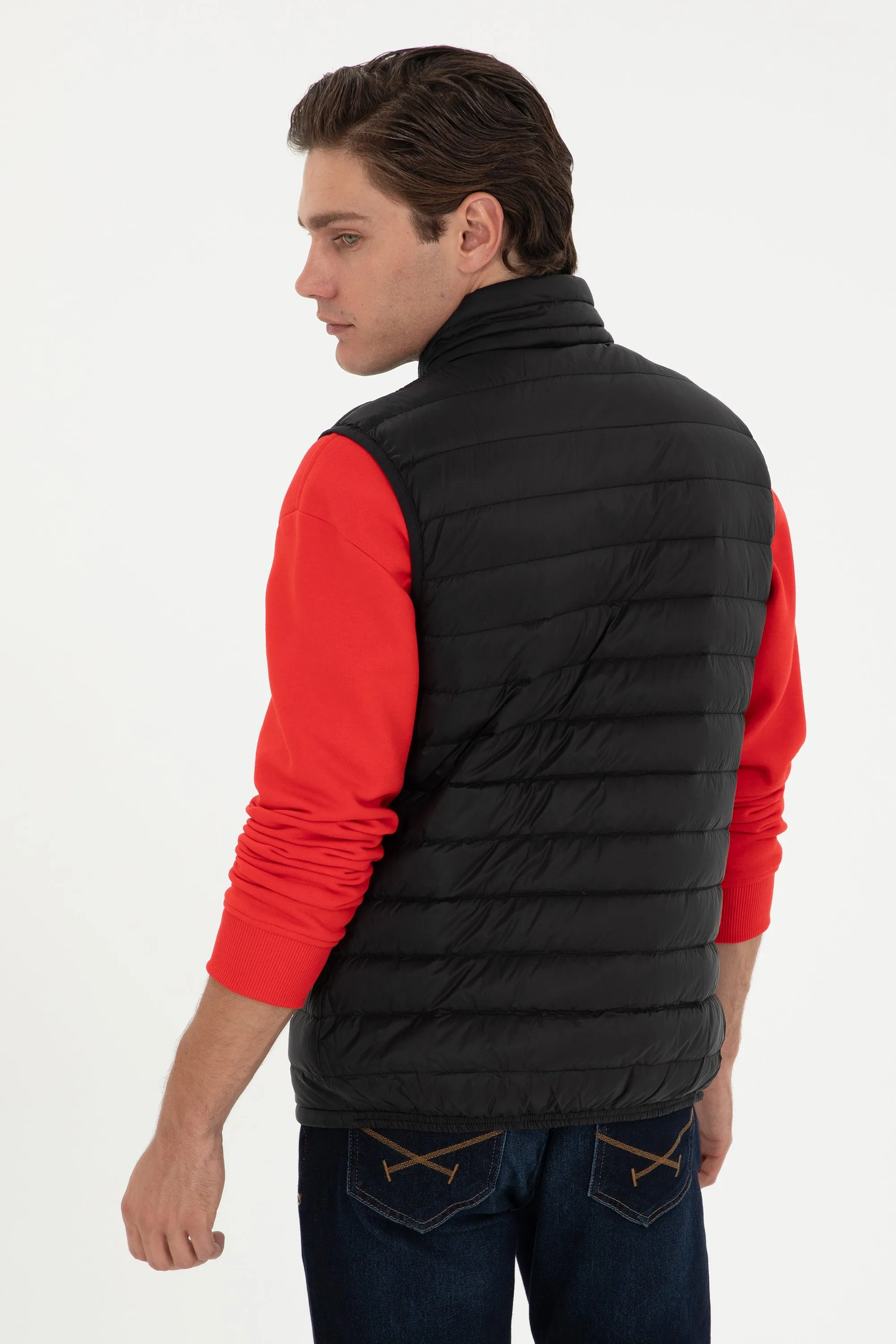 USPA Men Jacket Vest Duck Feather S/L Black VR046 USPJK145 US POLO ASSN.