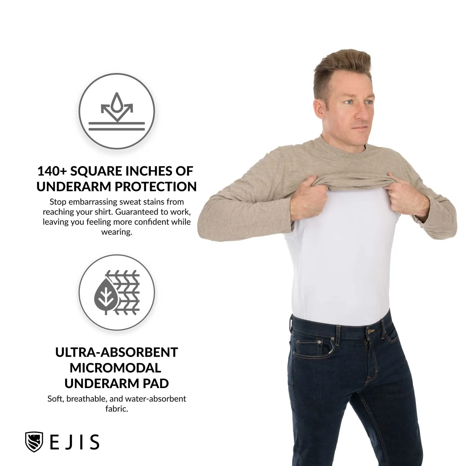 V-Neck Long Sleeve Micro Modal Sweat Proof Undershirt For Men