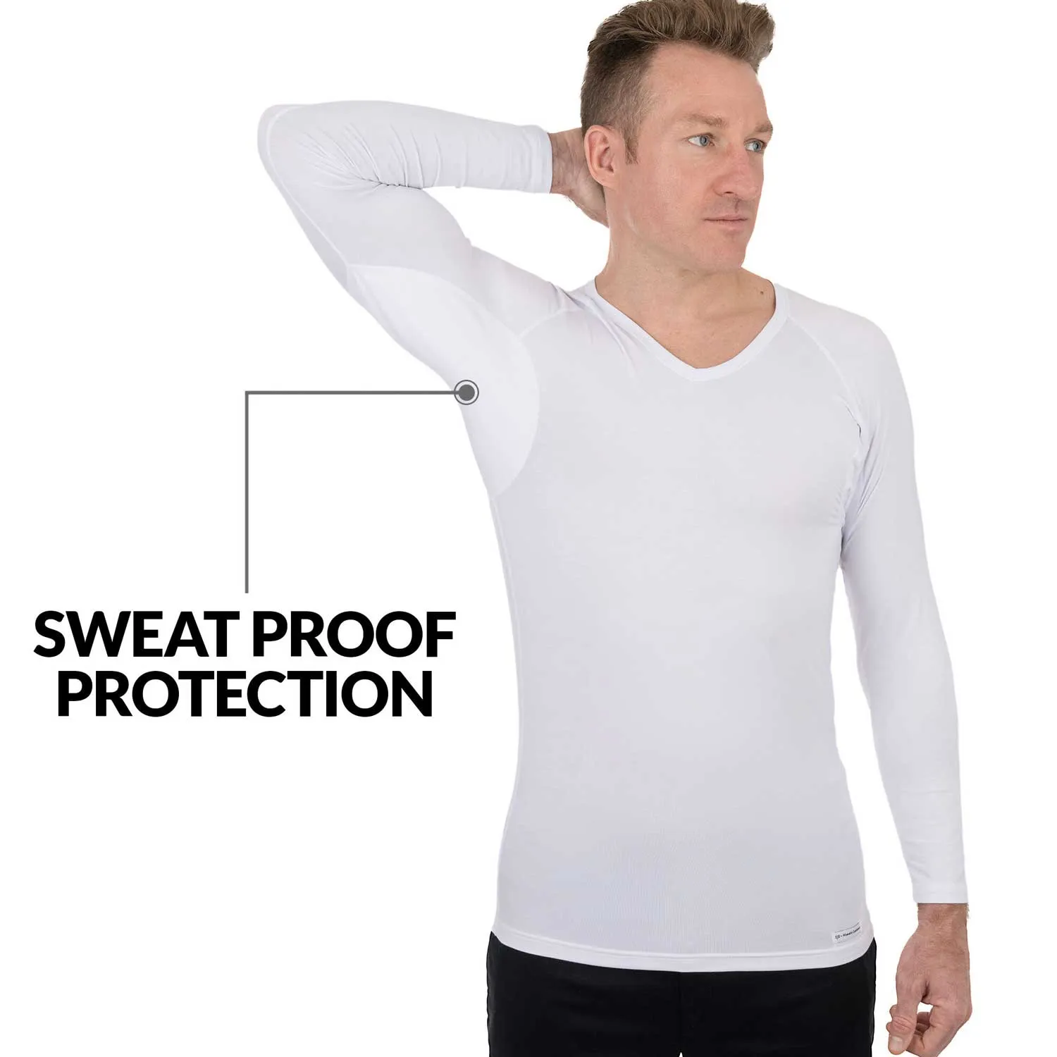 V-Neck Long Sleeve Micro Modal Sweat Proof Undershirt For Men