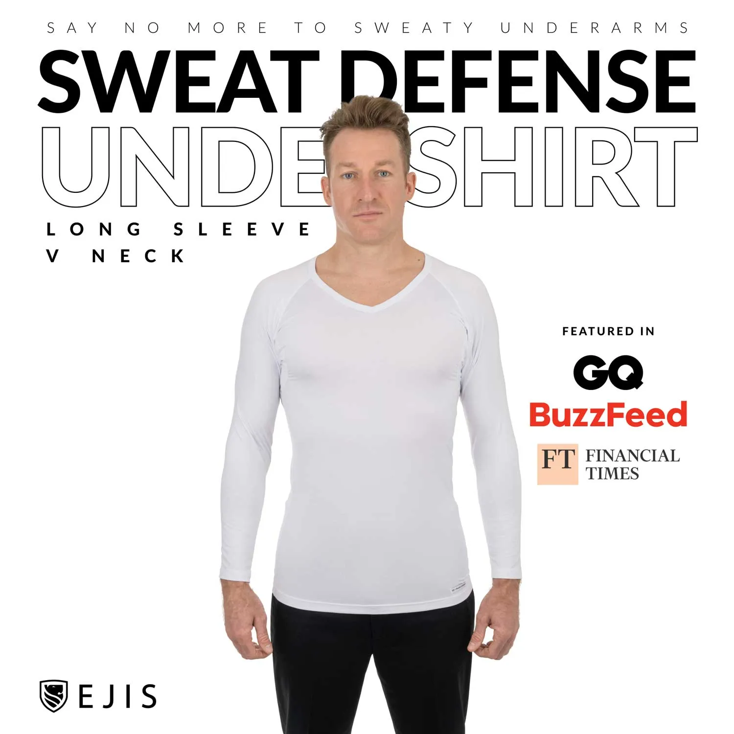 V-Neck Long Sleeve Micro Modal Sweat Proof Undershirt For Men