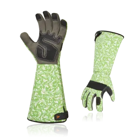 VGO 1 Pair Gardening Gloves Ladies/Men, Safety Work Gloves, Long Sleeves Gauntlet, Puncture Proof, Touchscreen(Green/Blue,AL6608)