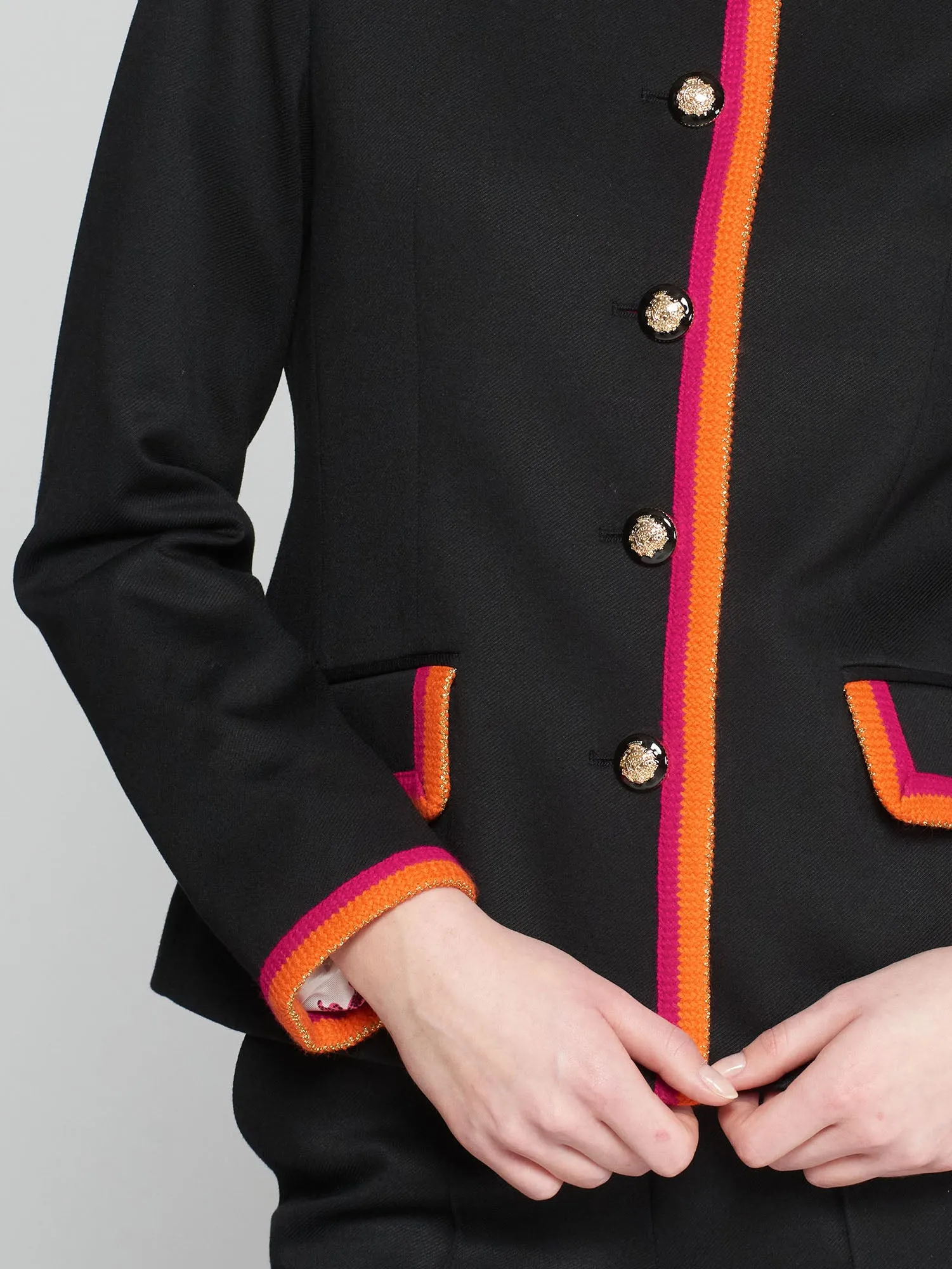 Vilagallo Black/Orange Army Style Jacket With Contrast Trim