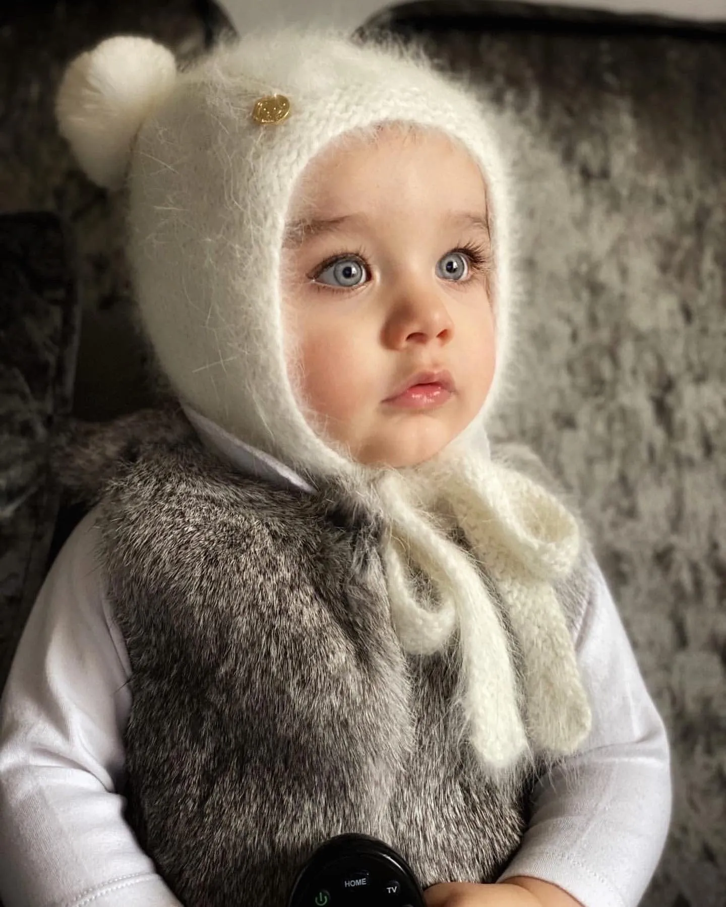 White Cashmere Teddy Hat