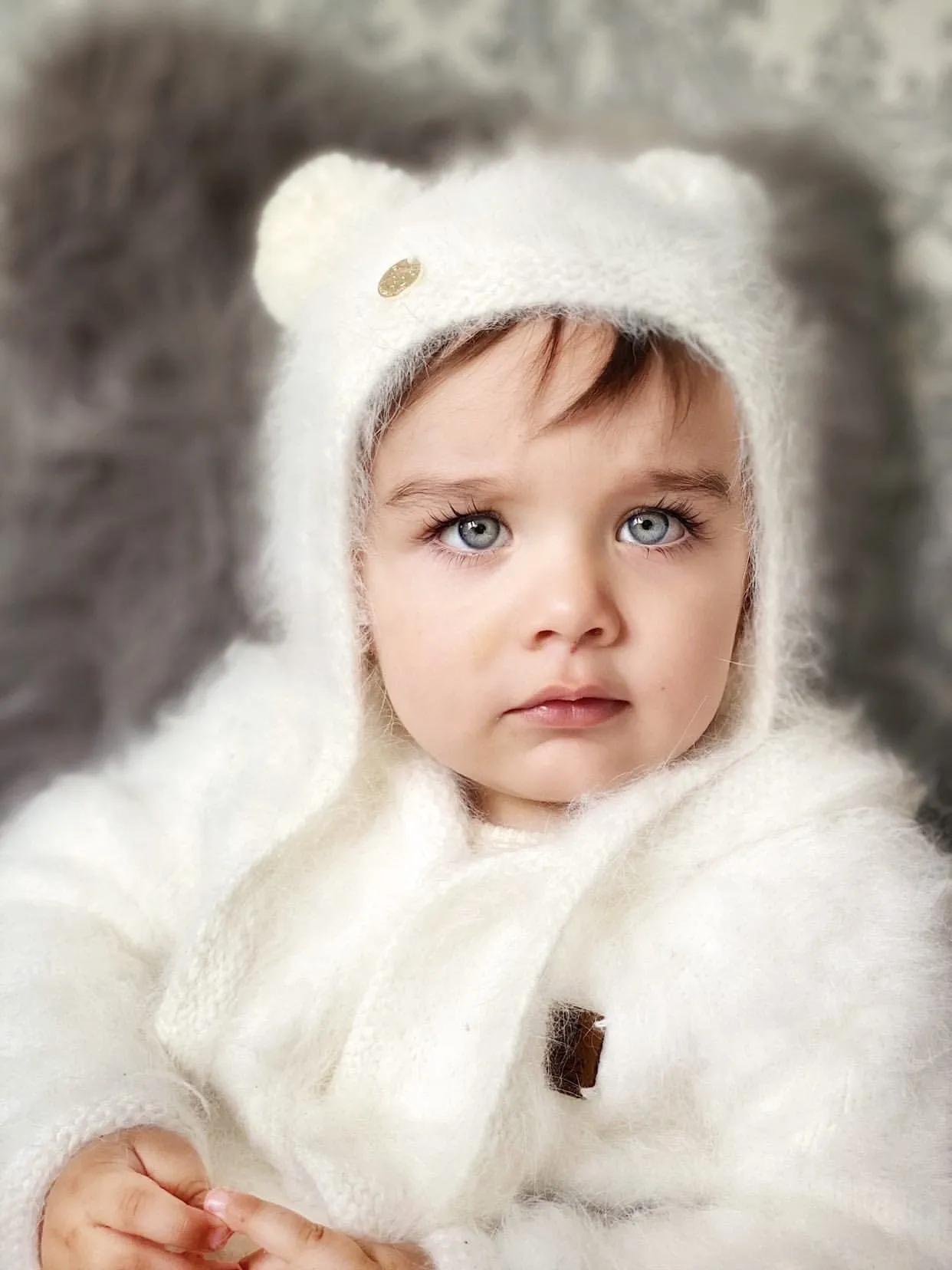 White Cashmere Teddy Hat