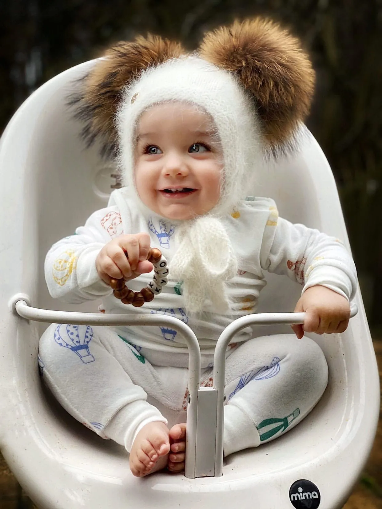 White Cashmere Teddy Hat