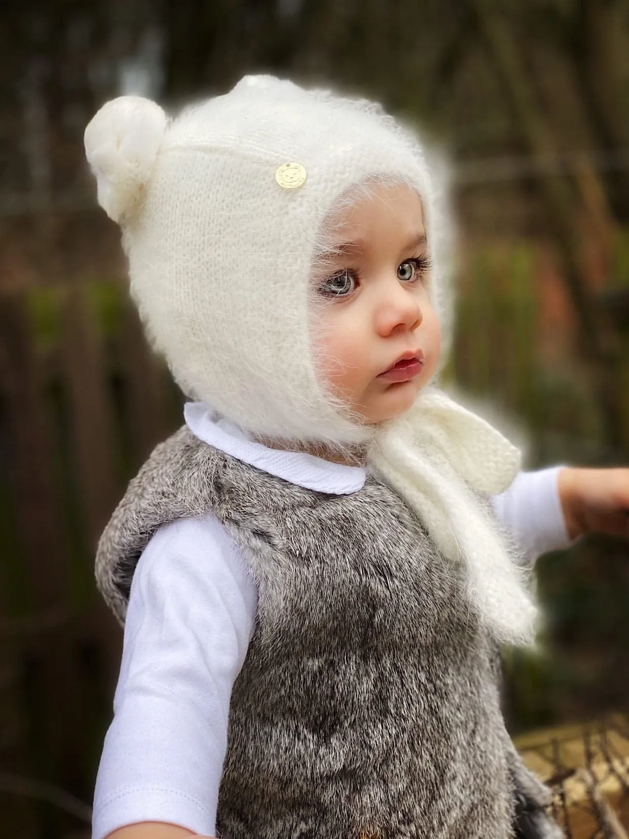 White Cashmere Teddy Hat