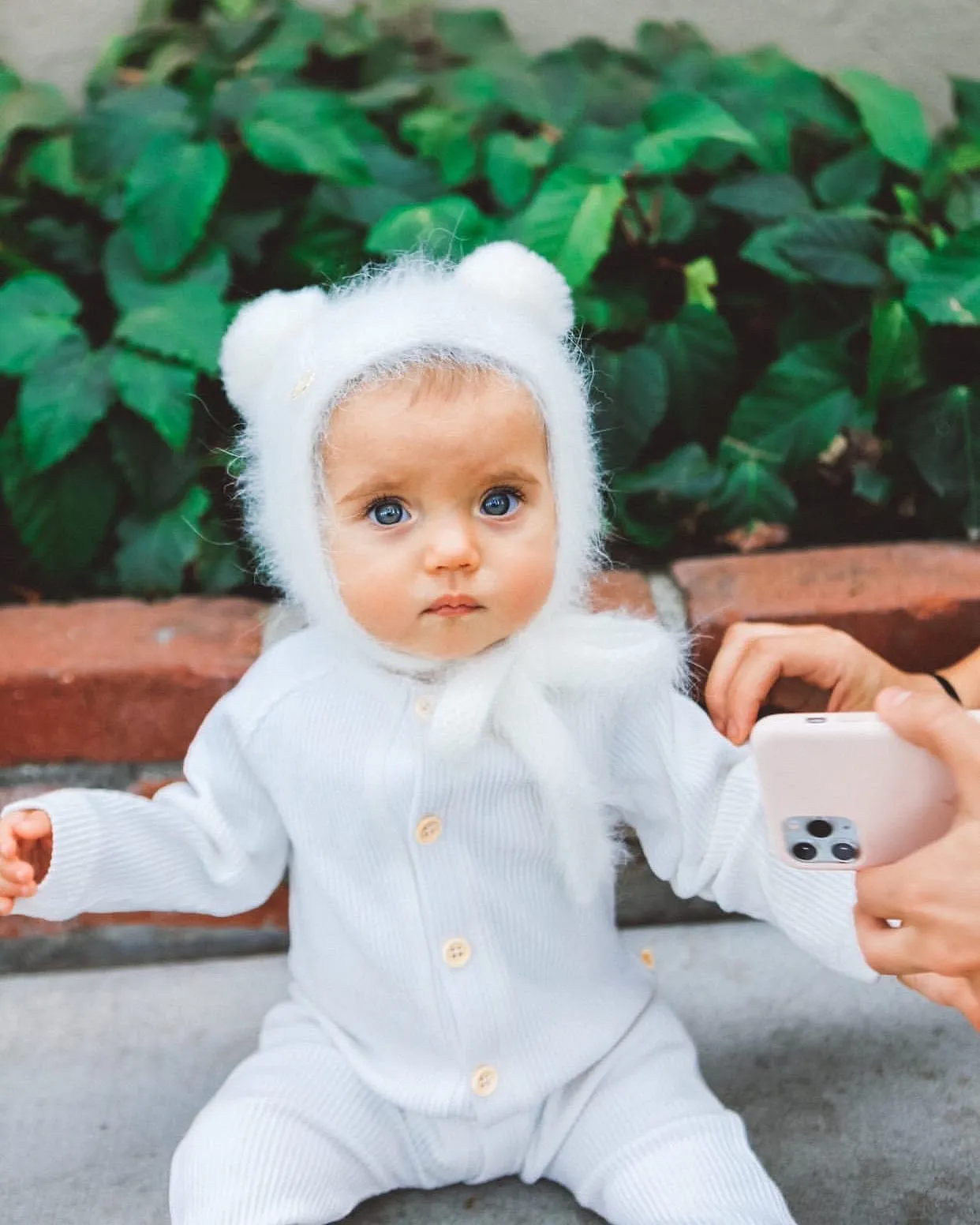 White Cashmere Teddy Hat