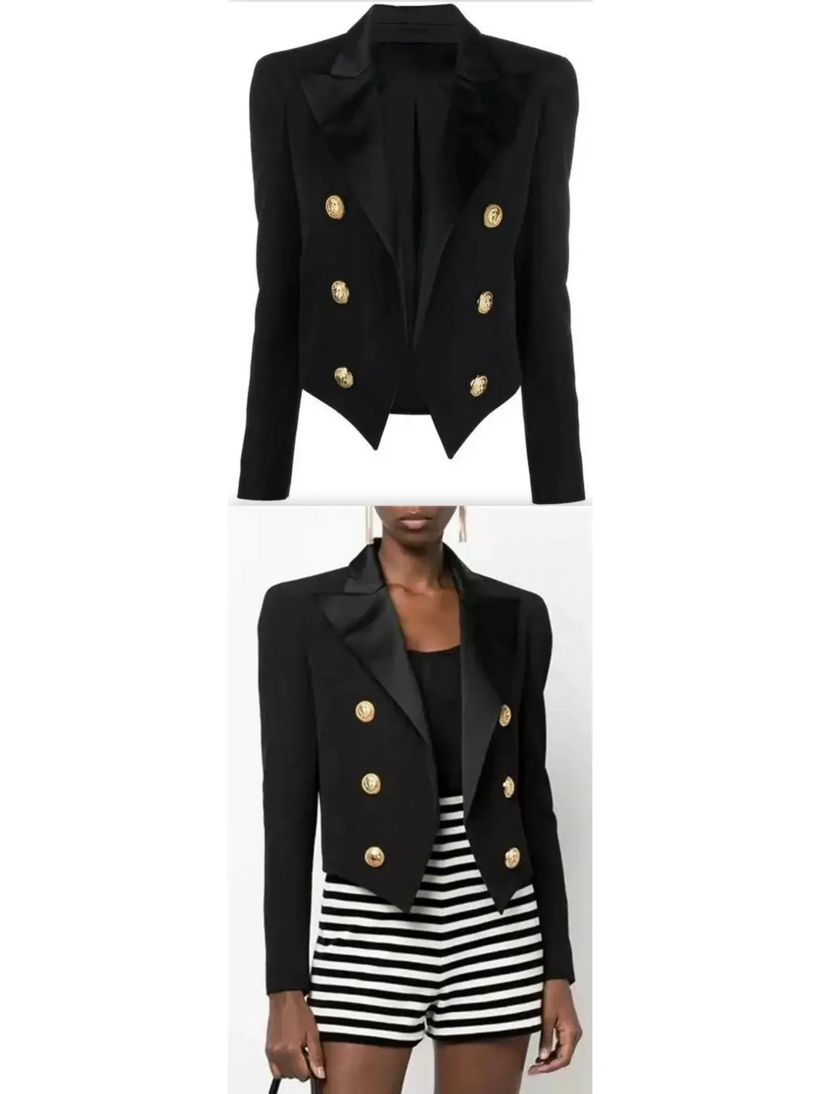 Women’s Double-Breasted Black Tuxedo Jacket