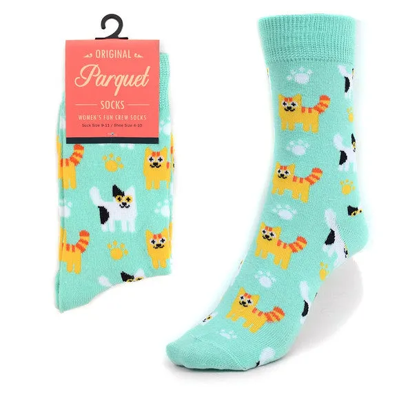 *Women's "Frisky Felines" Pattern Novelty Socks