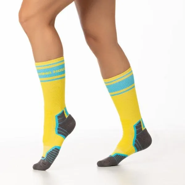 Women's Ride Soft Cycling Yellow crew socks 2-packs