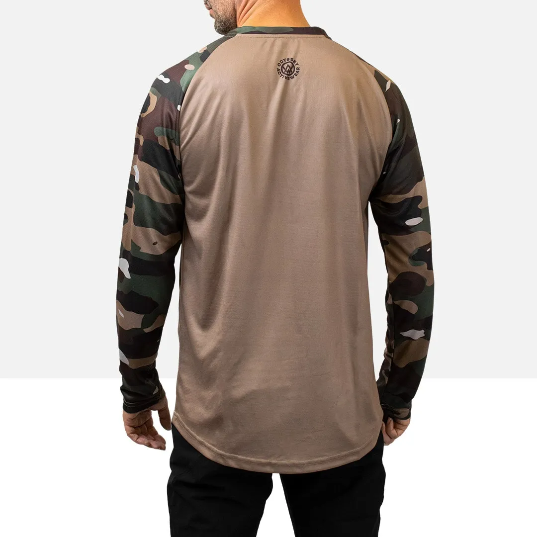 Woodland Camo Long Sleeve MTB Jersey (Sleeves Only Design)